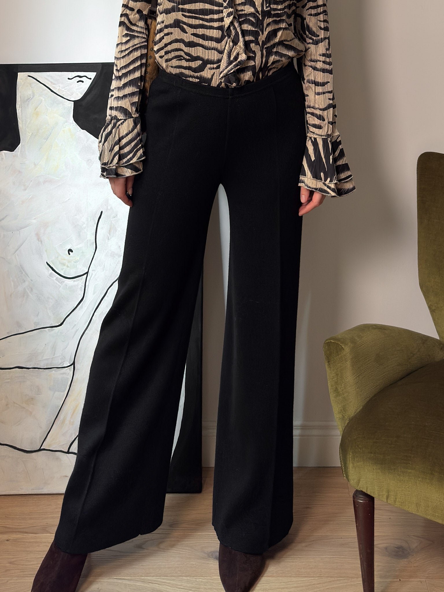 Pure merino wool black pants