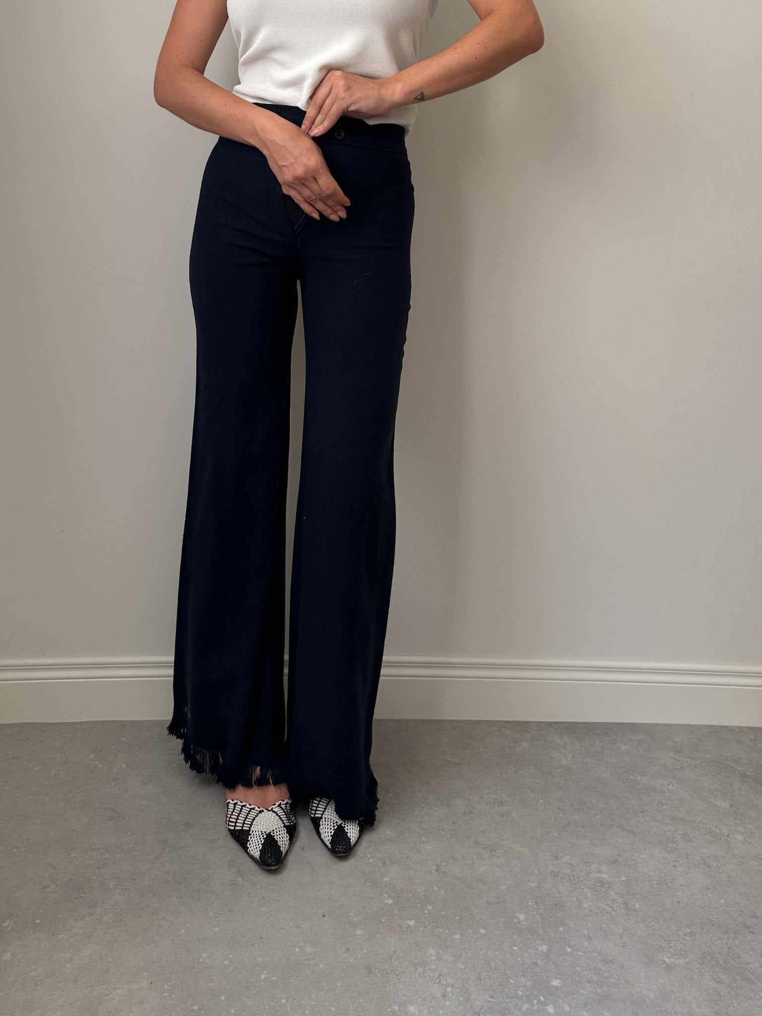 Linen and cotton blue pants