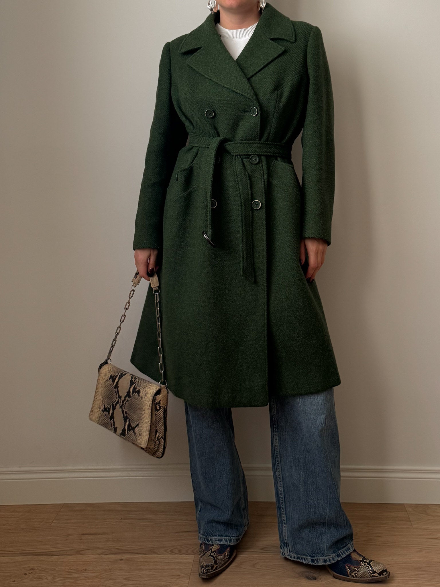 Pure new wool green coat