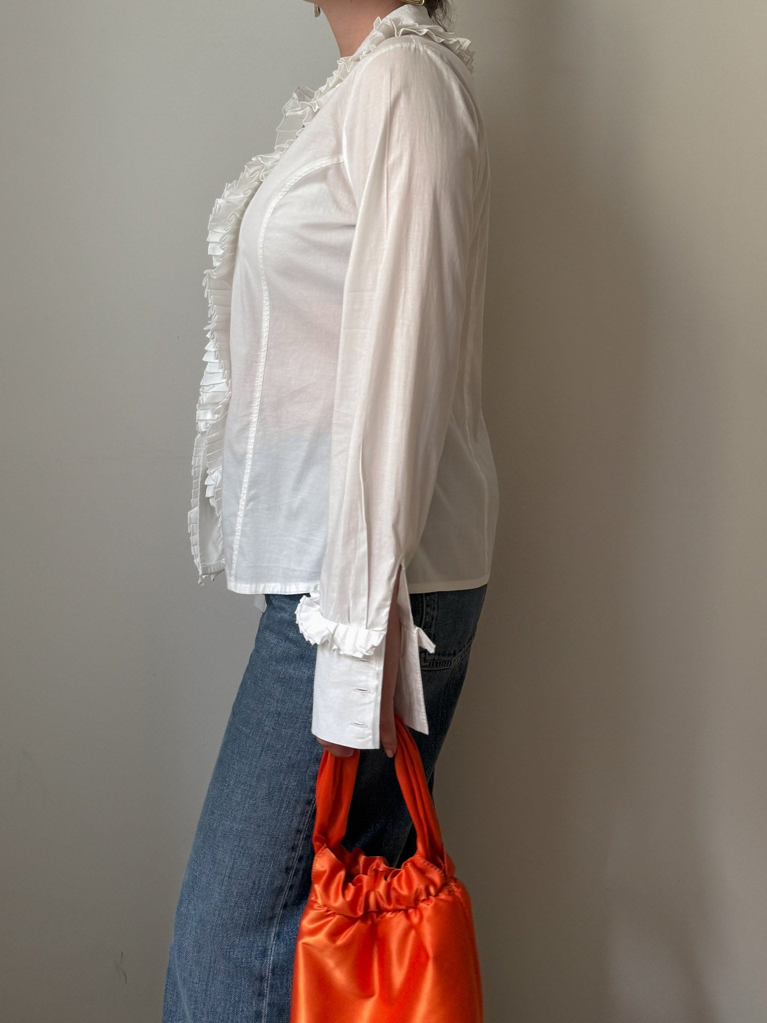 Pure cotton rouches blouse