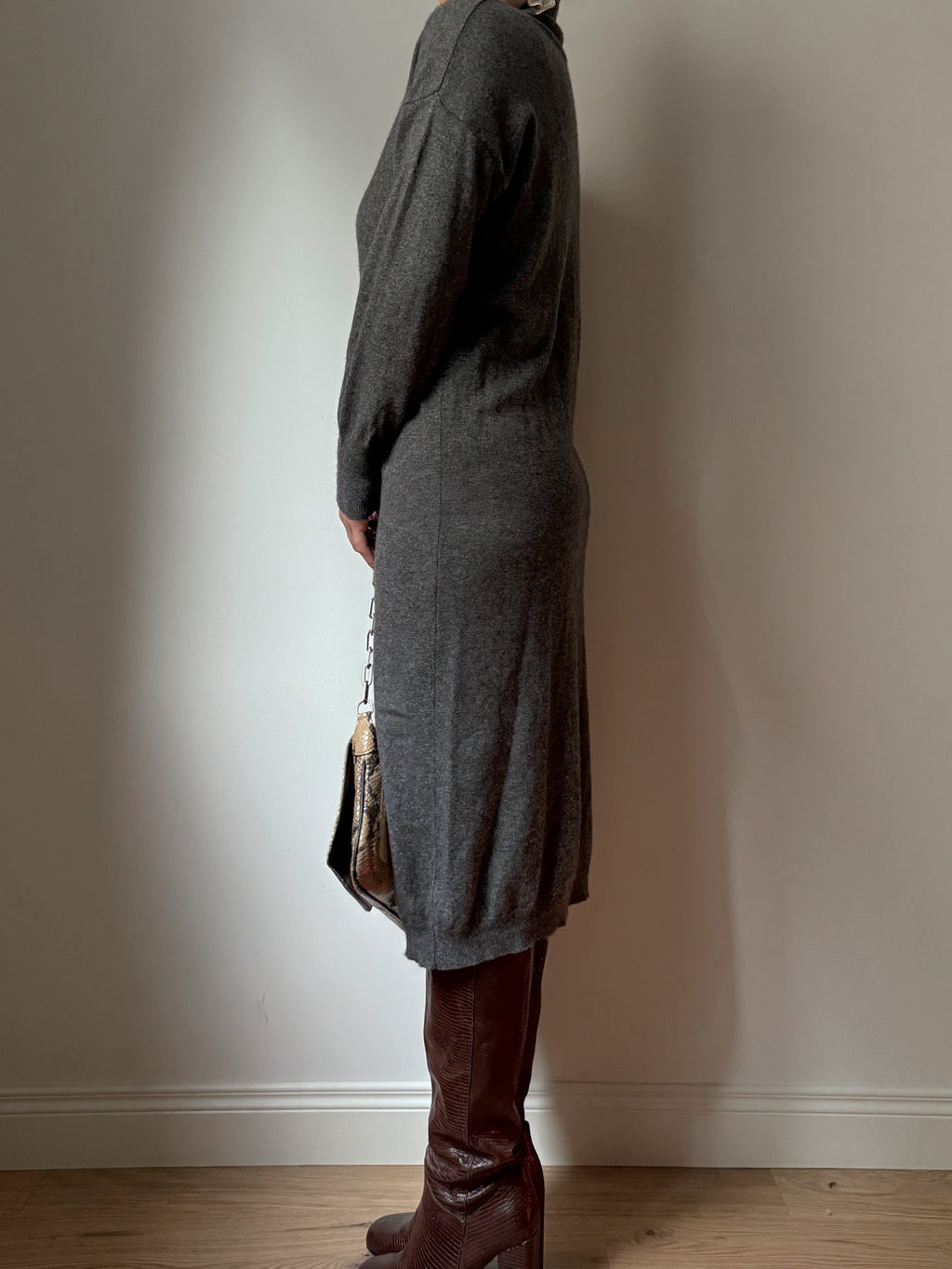 Wool blend grey dress