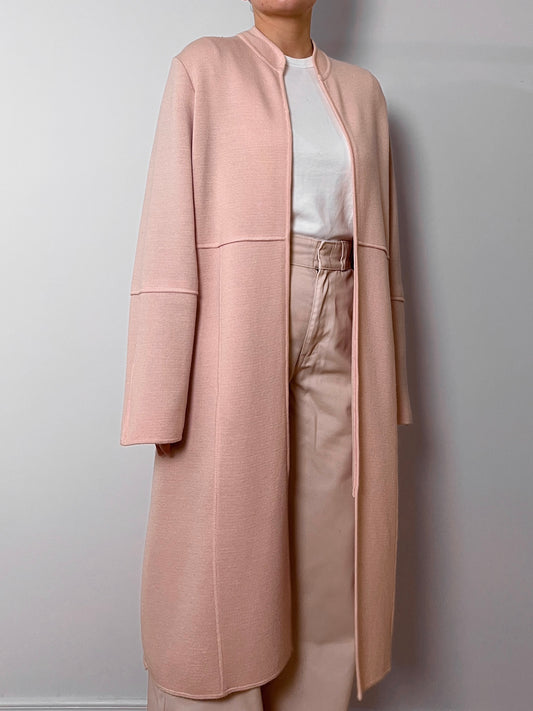 Pure wool pink long cardigan