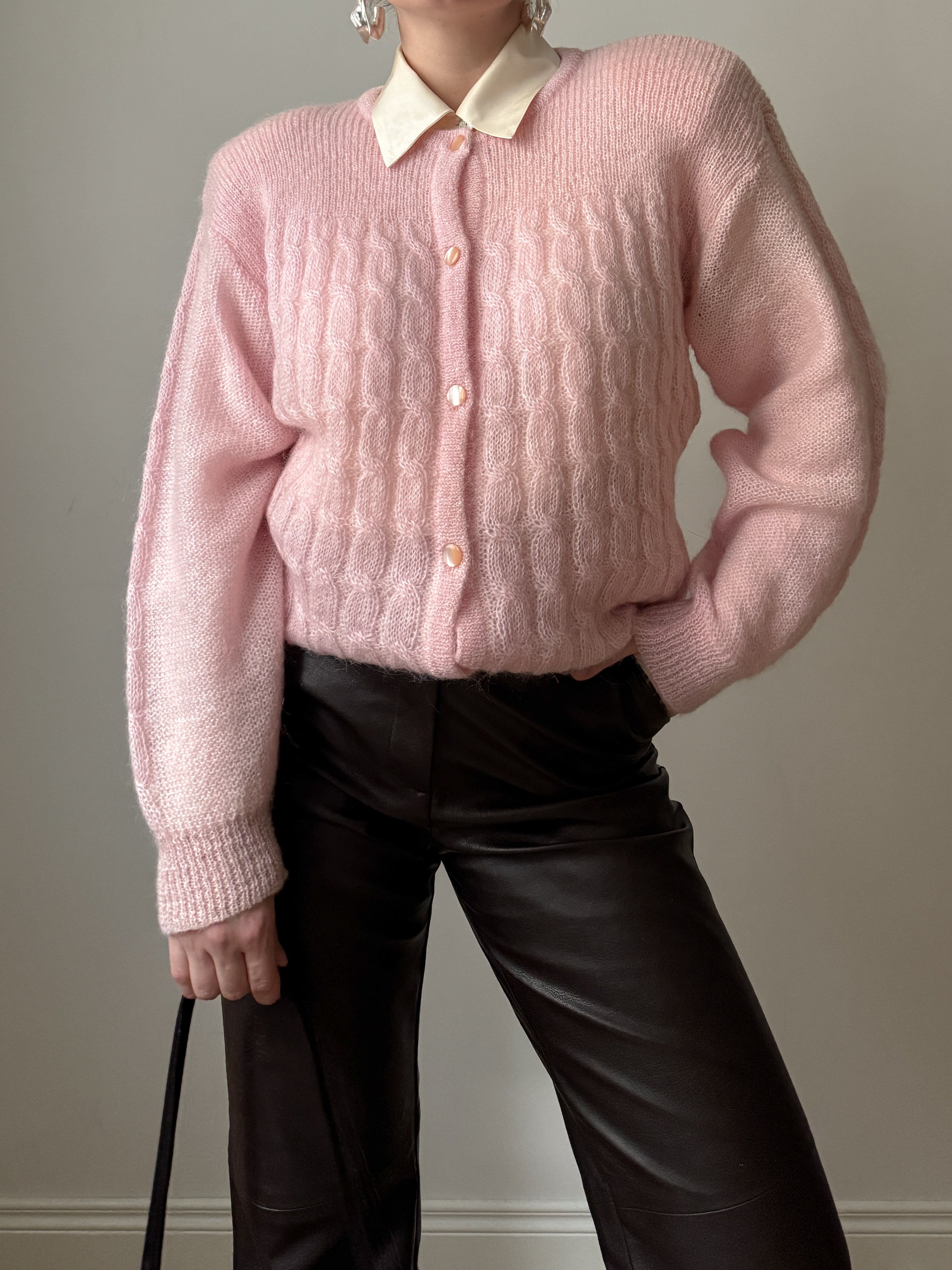 Wool and mohair pink cardigan