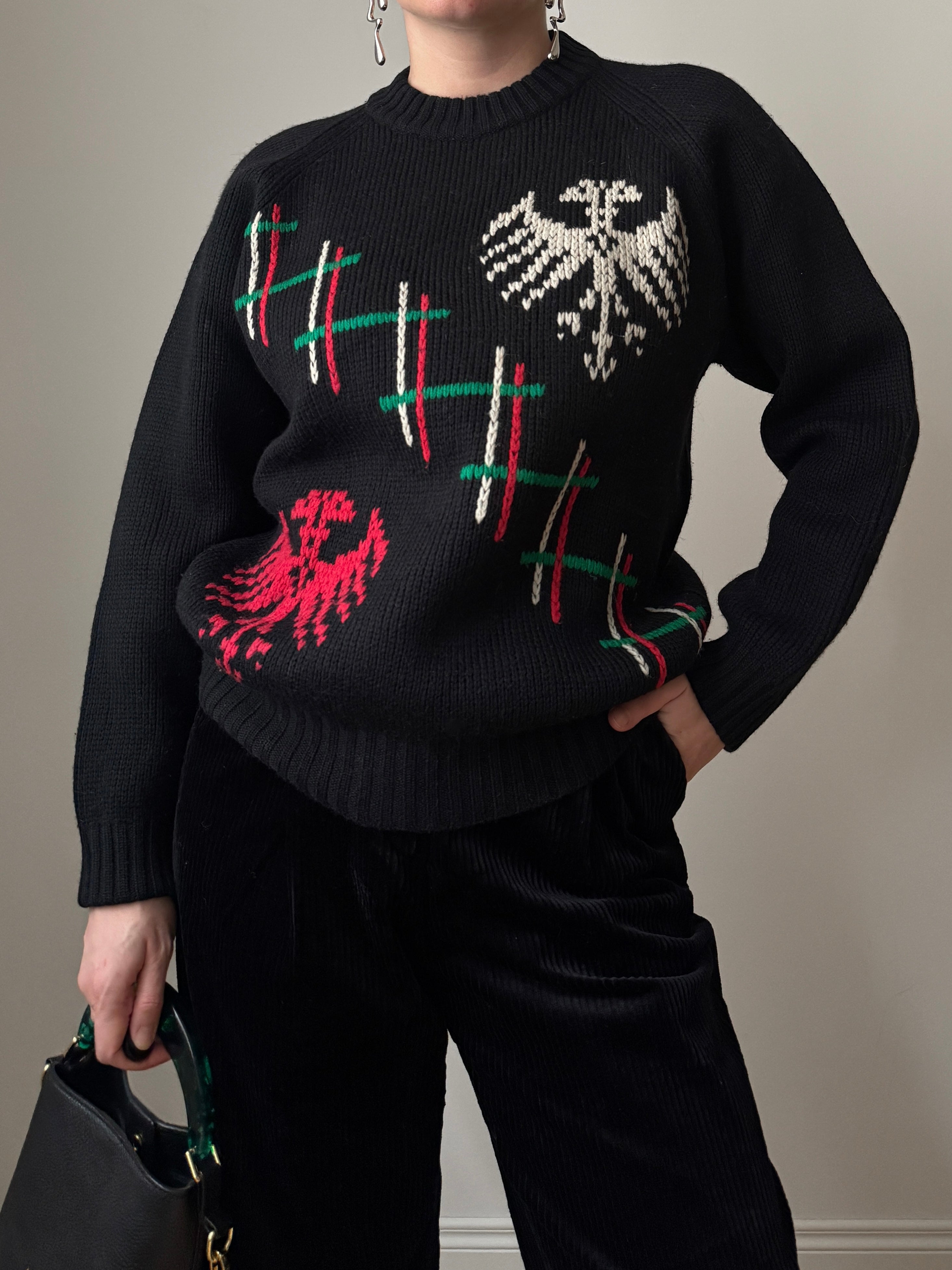 Pure wool black pull