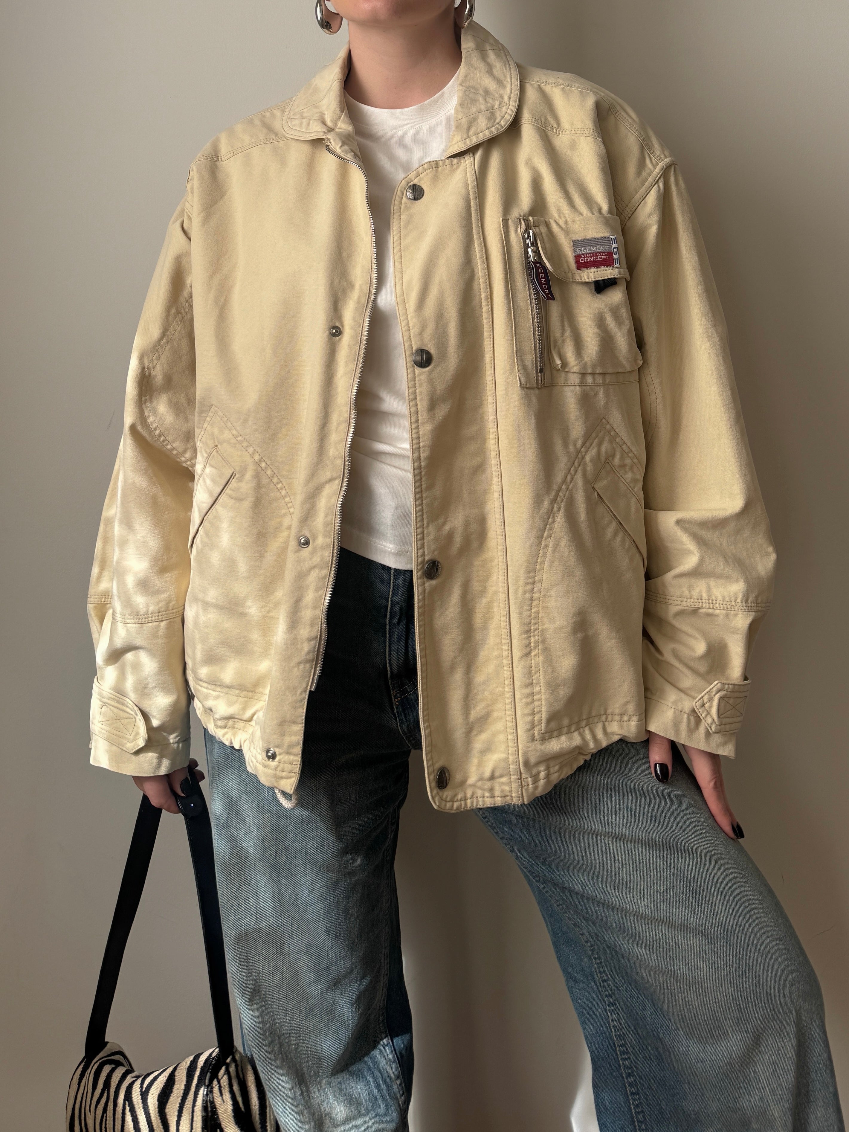 Giacca vintage in puro cotone con dettagli utility