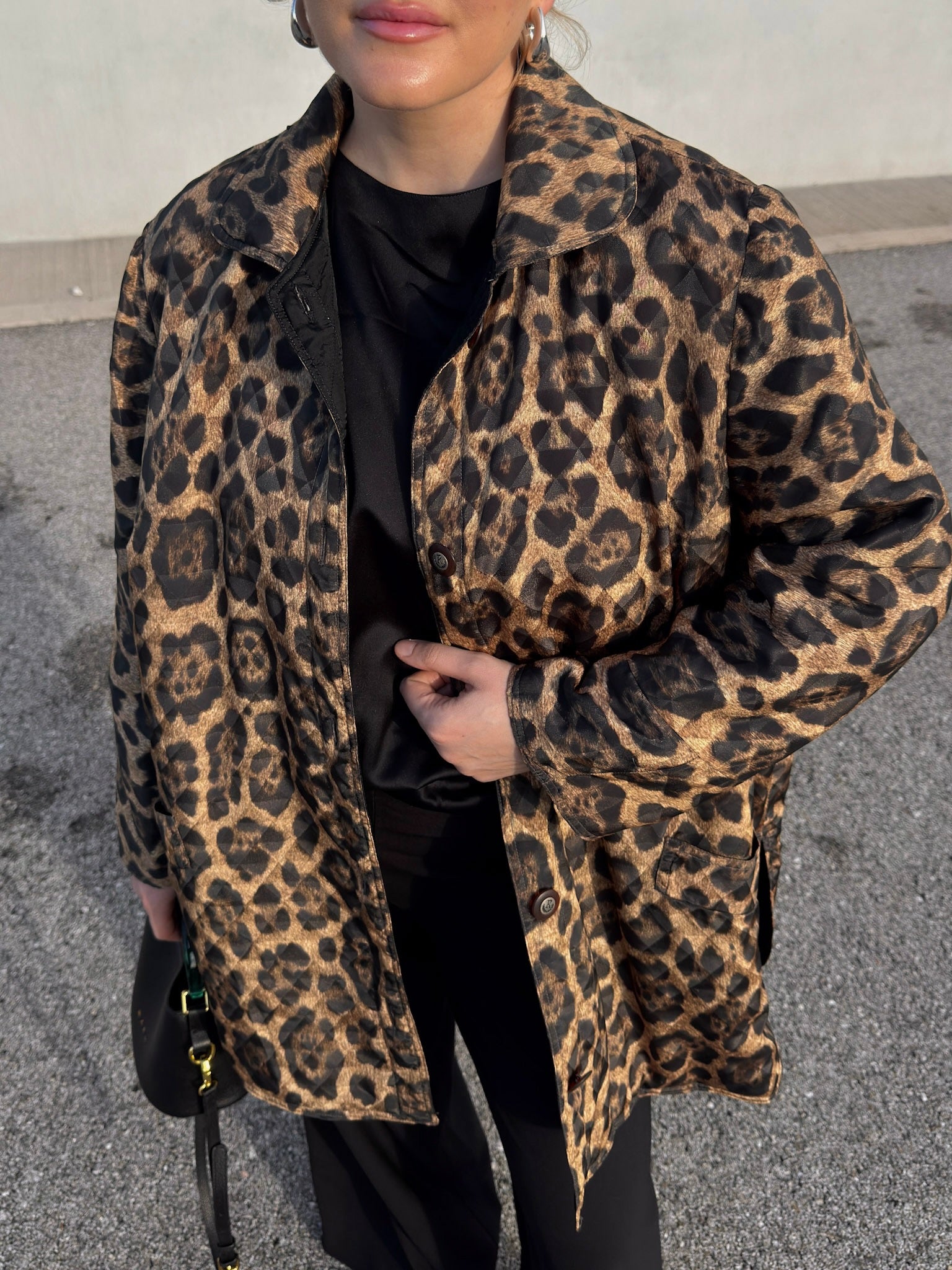 Quilted double face animalier jacket