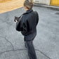Genuin leather black bomber
