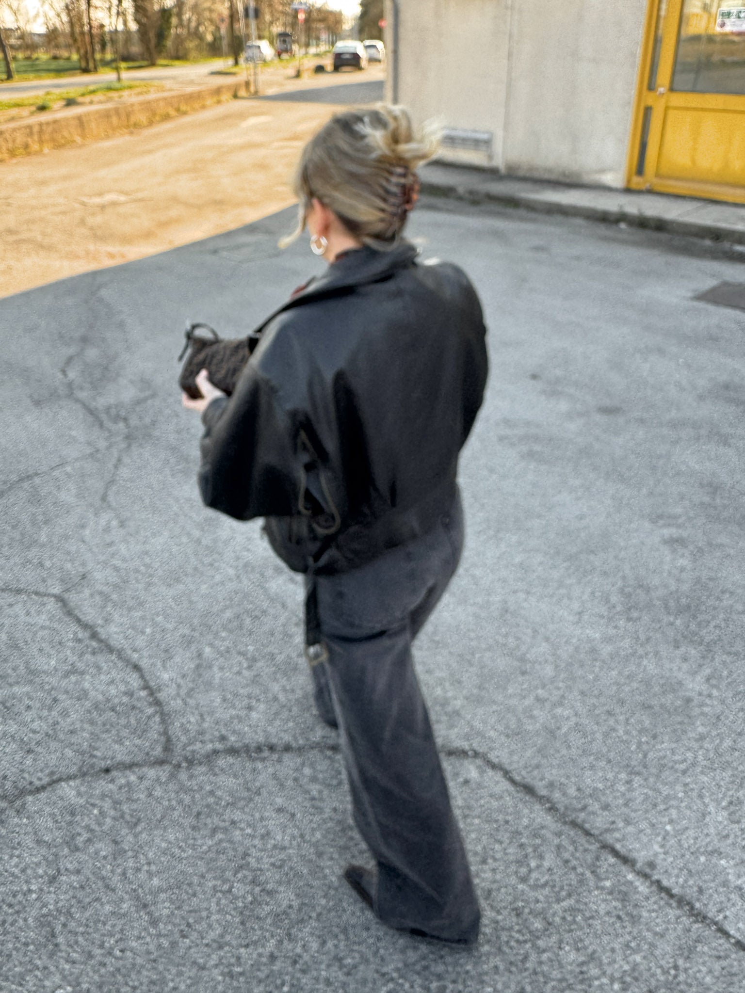 Genuin leather black bomber