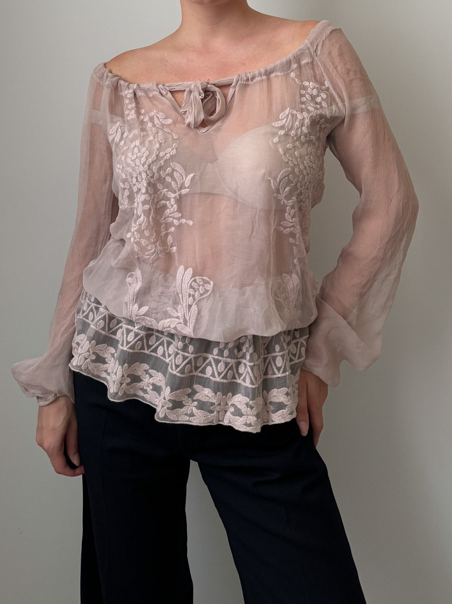 Pure silk sheer blouse