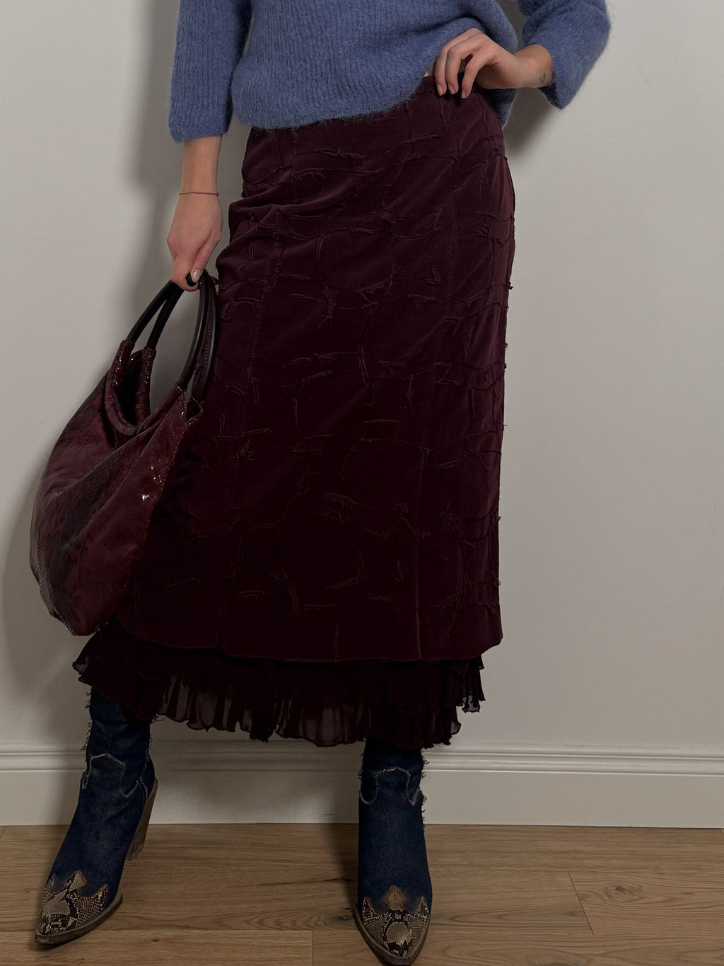 Velvet burgundy skirt