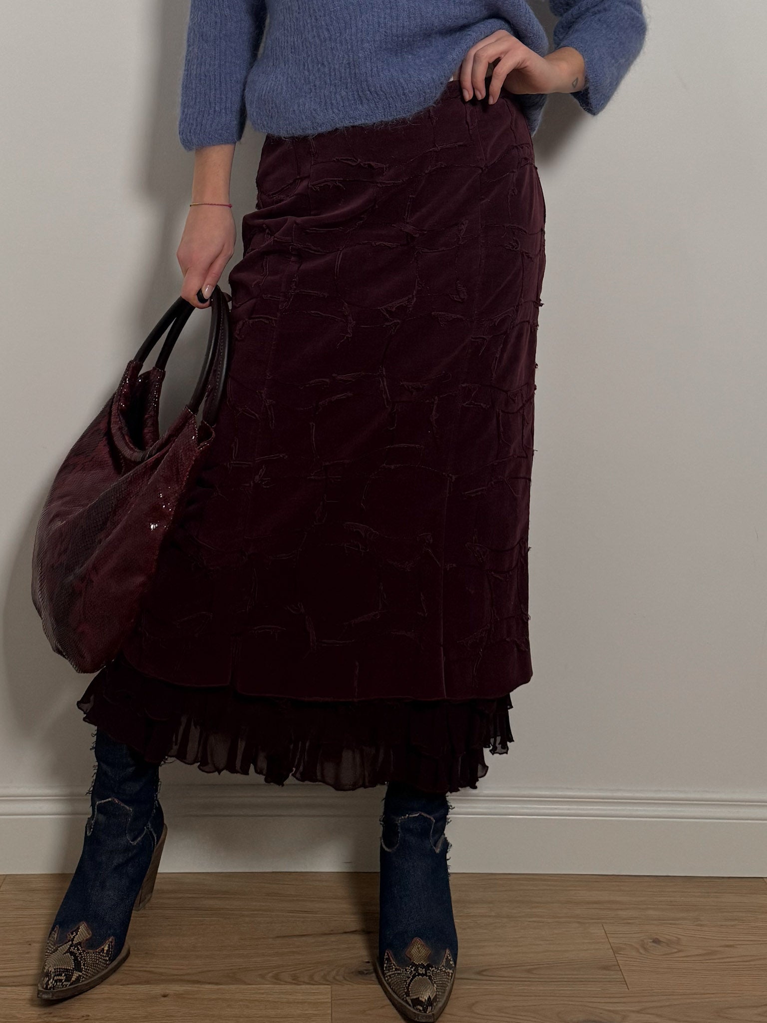 Velvet burgundy skirt