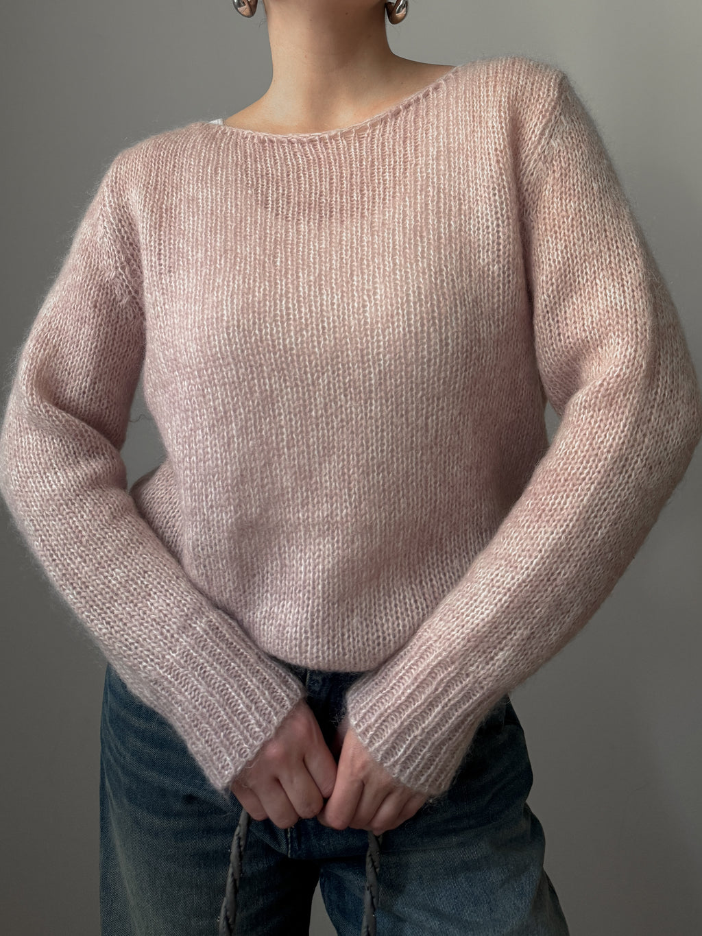 Kid mohair and merino wool pink pull
