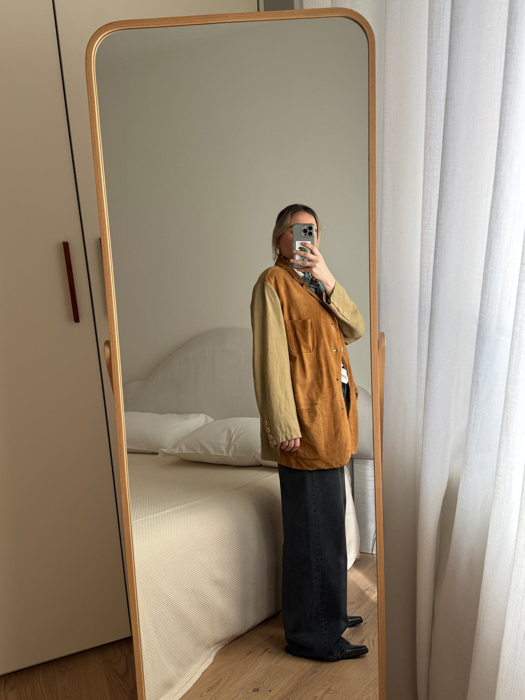 Suede and linen jacket