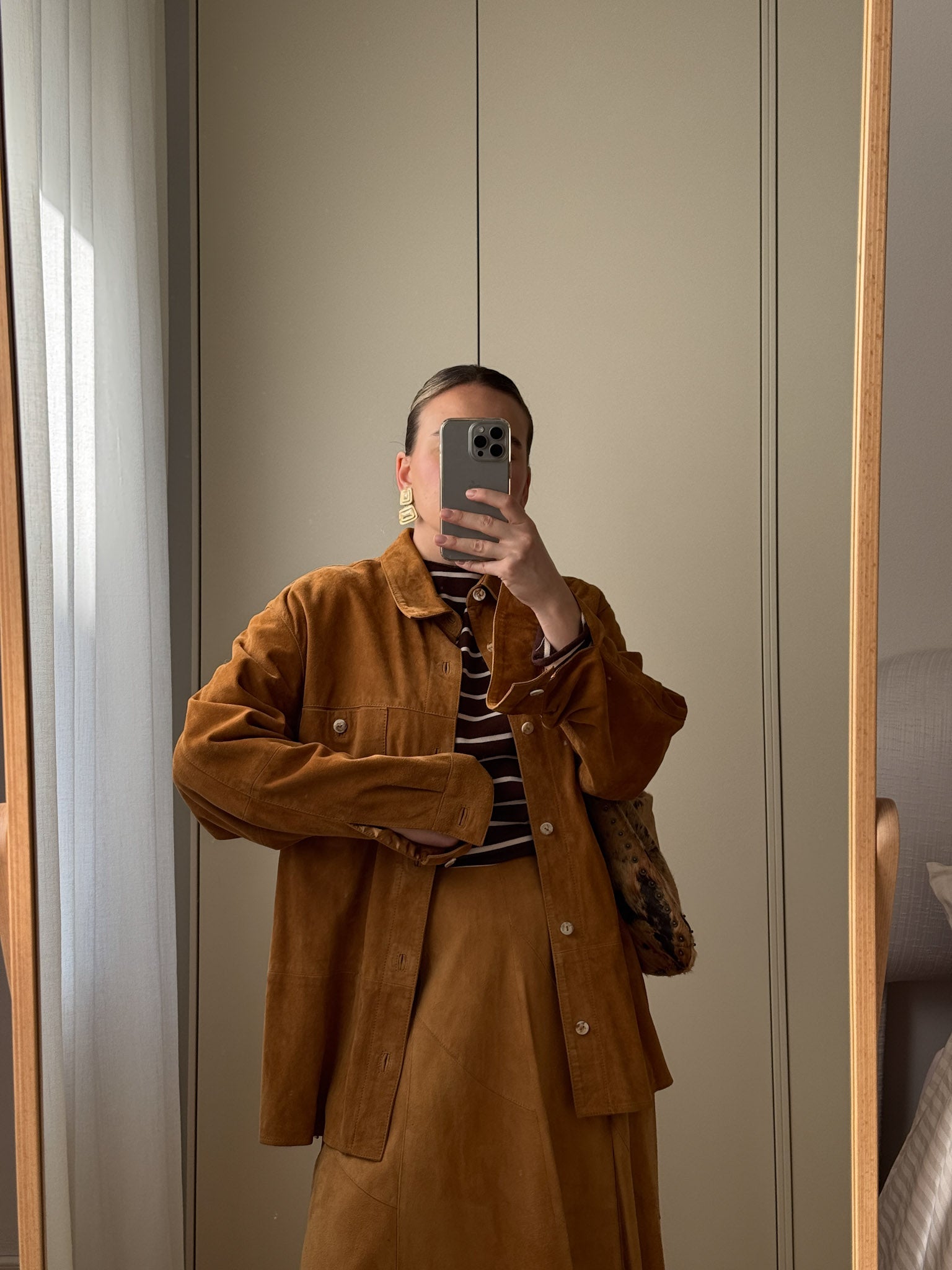 Real suede camel jacket