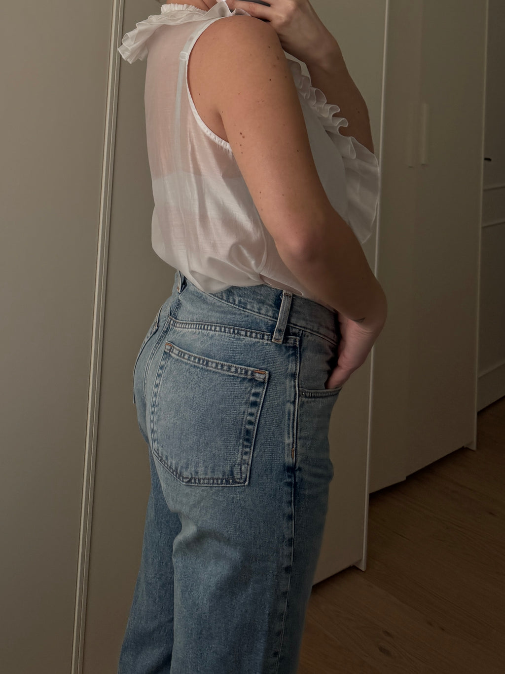 Blusa con rouches in cotone leggero
