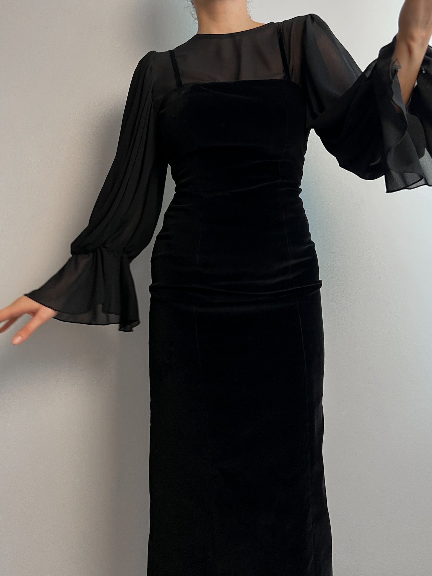 Velvet black long dress