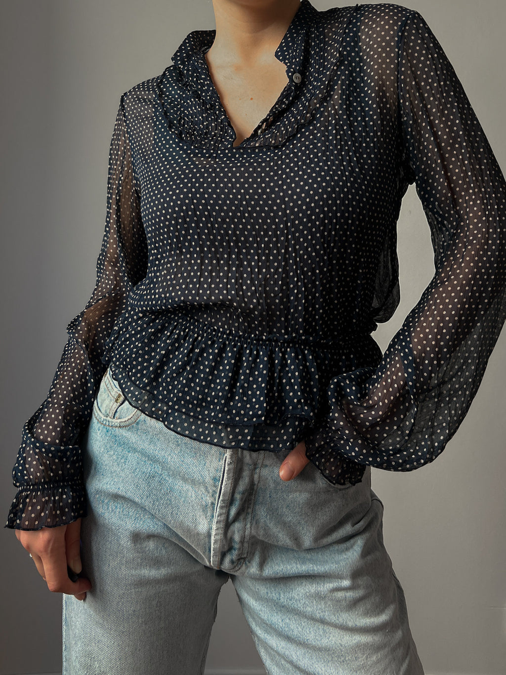 Pure viscose pois blouse