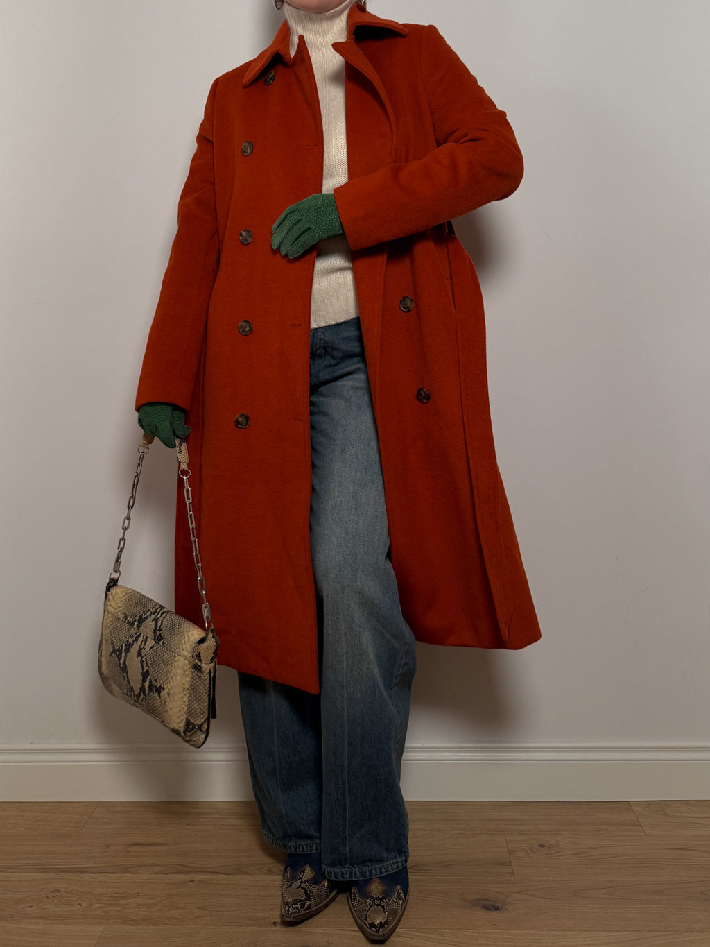 Trussardi pure wool terracotta coat