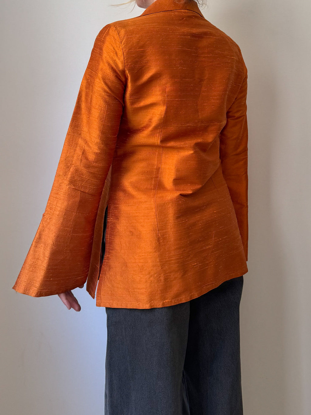 Shantung silk orange blouse