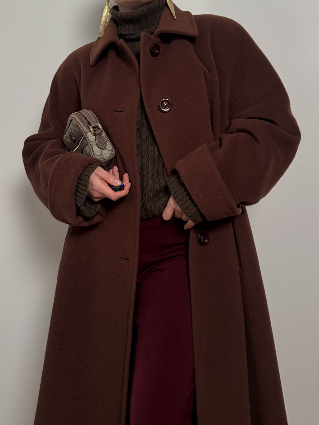 Wool and cashmere brown coat