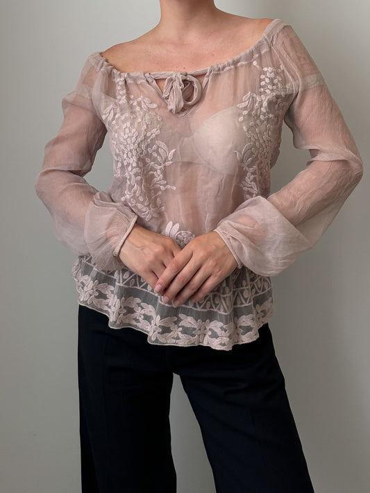 Pure silk sheer blouse