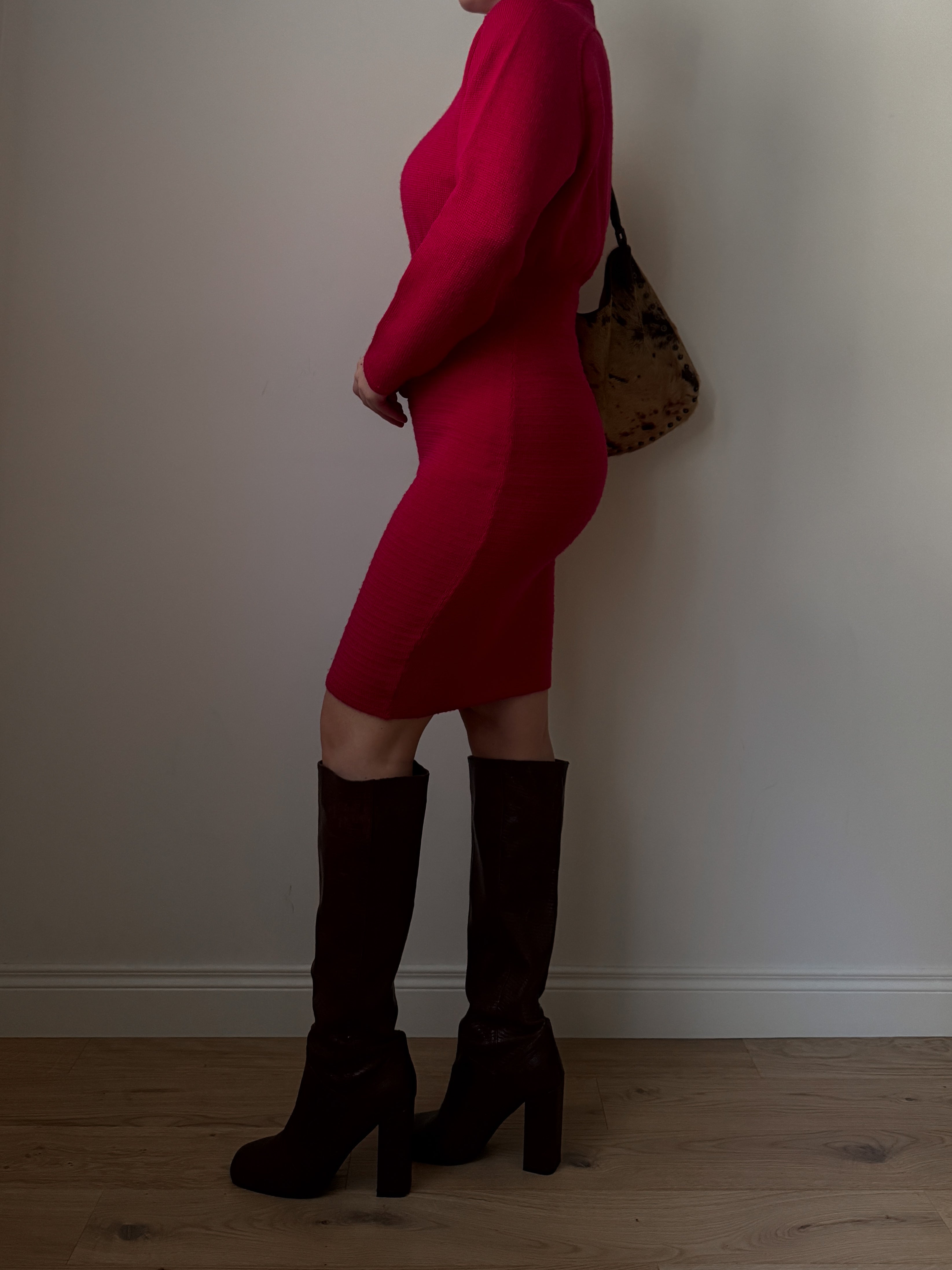 Pure virgin wool cyclamen dress