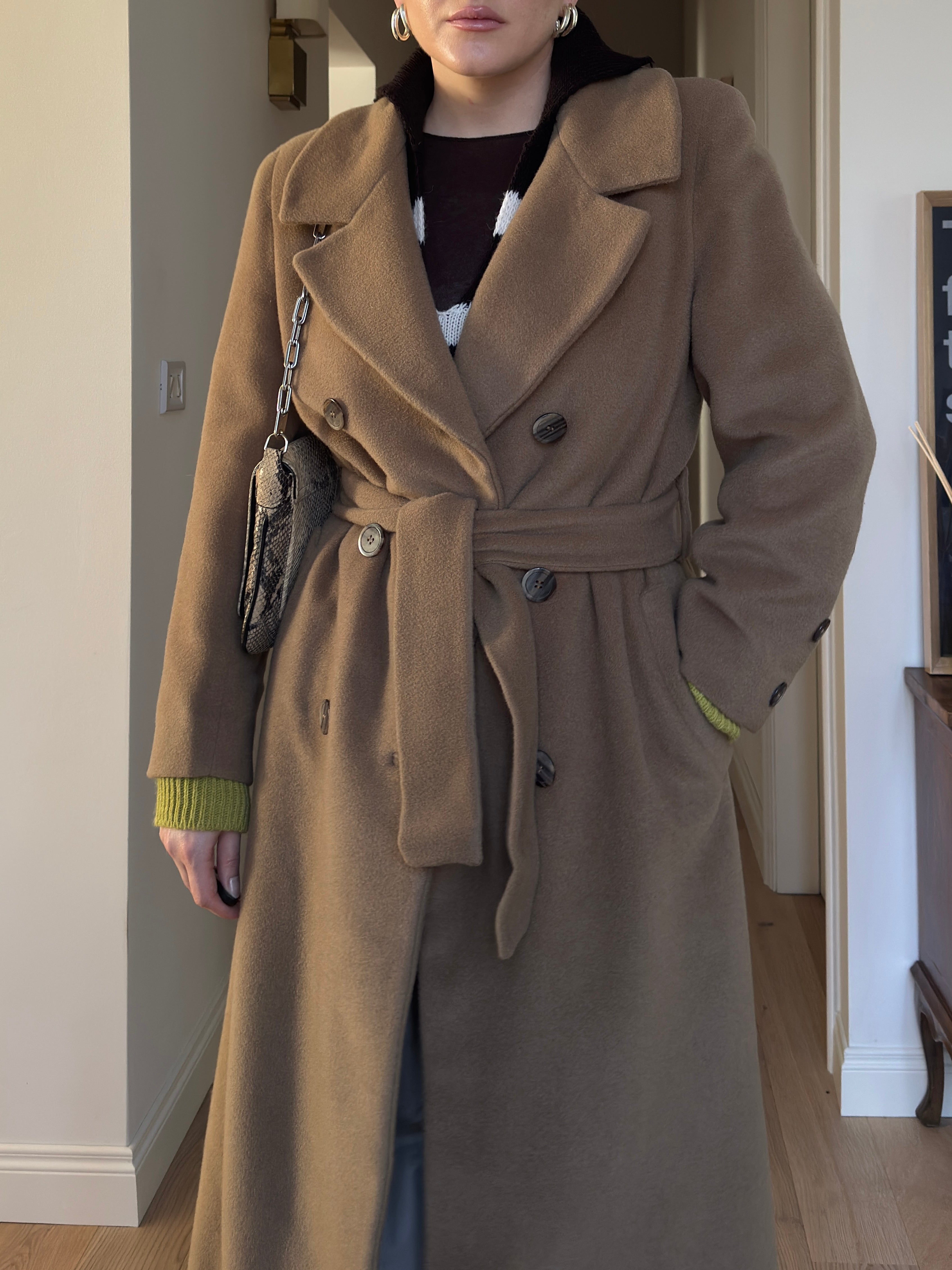 Pure wool camel long coat