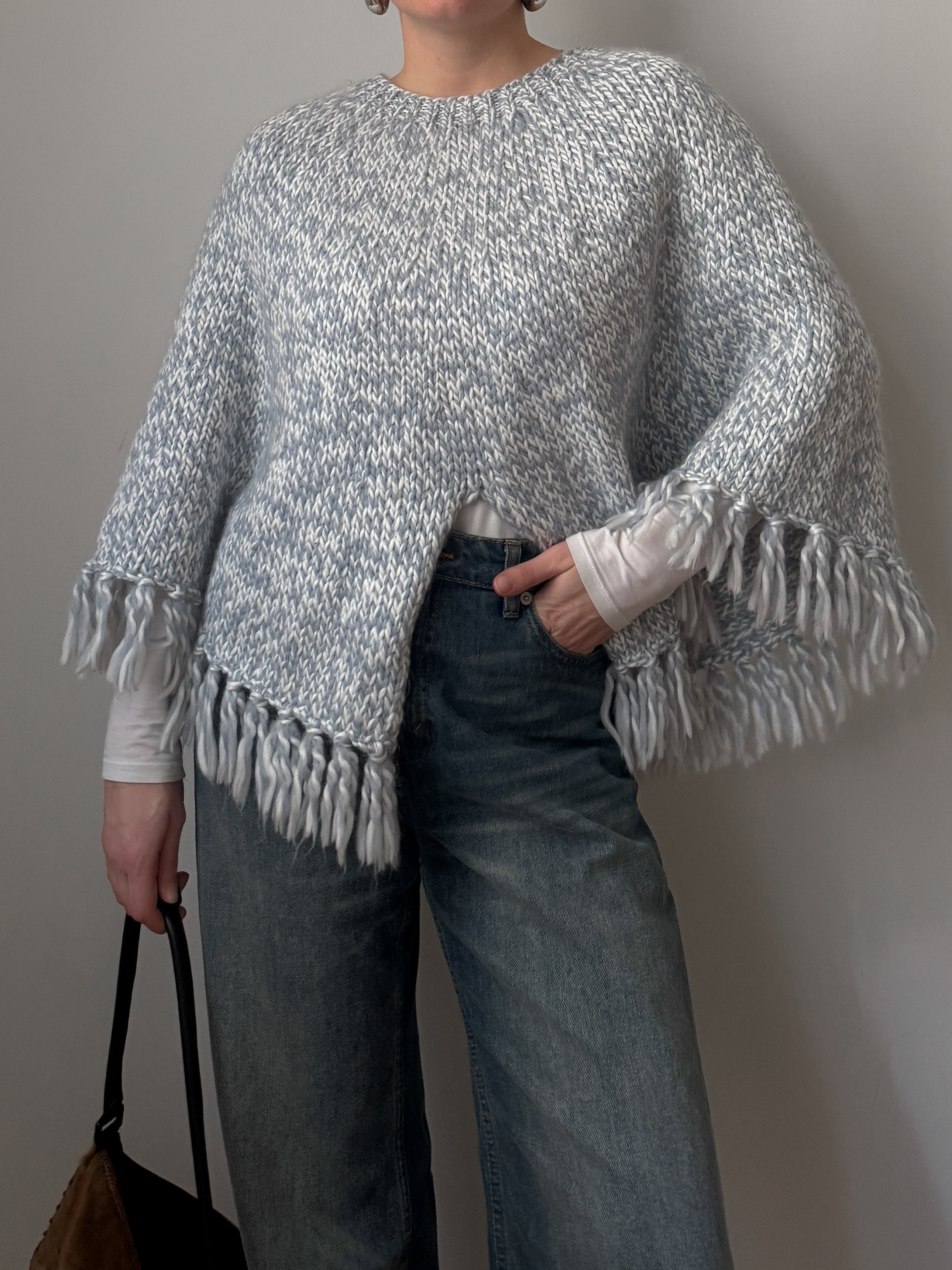 Wool blend melange cloak