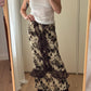 Rouches brown and sand long skirt
