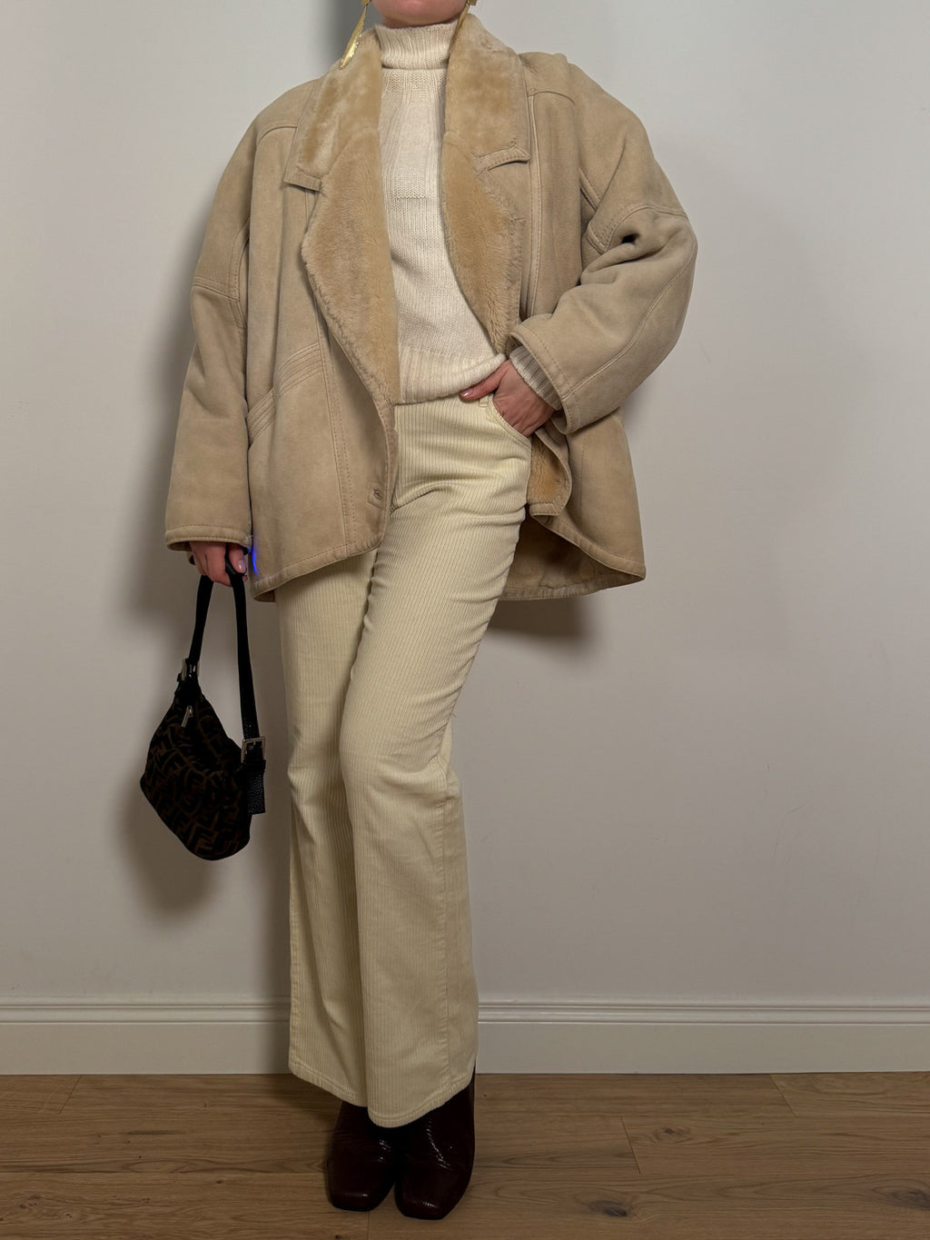 Real shearling cream jacket