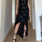 Pure silk sequins black dress