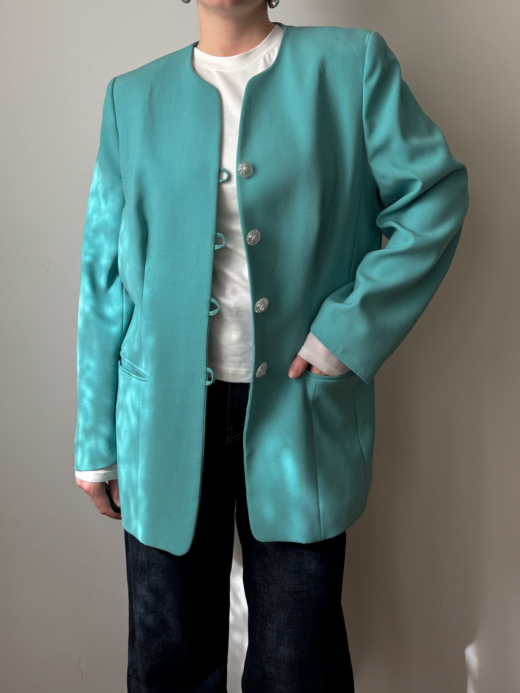 Pure wool turquoise jacket