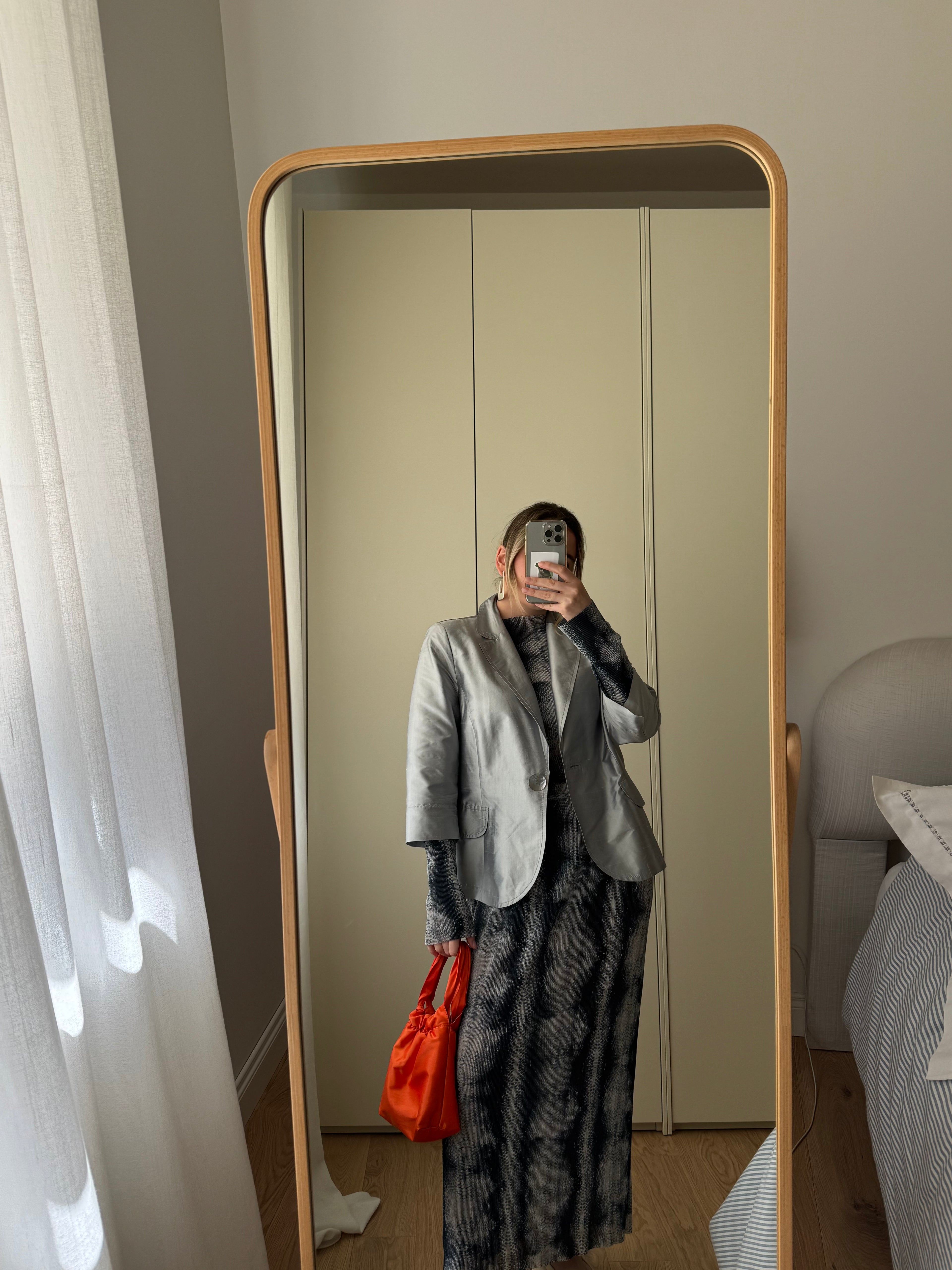 Pure silk silver jacket