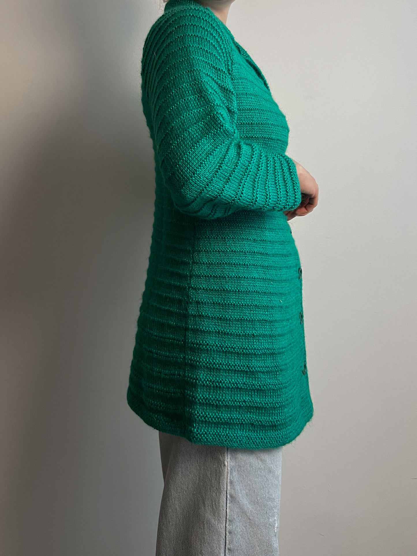 Wool and mohair green cardigan