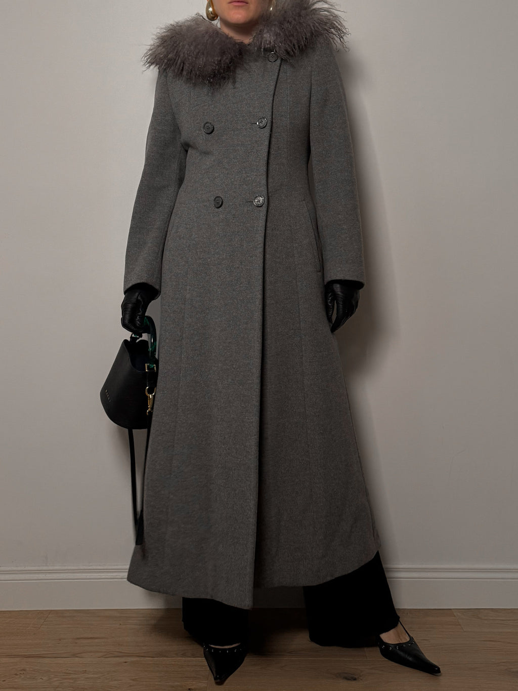 Wool, Angora and cashmere grey coat