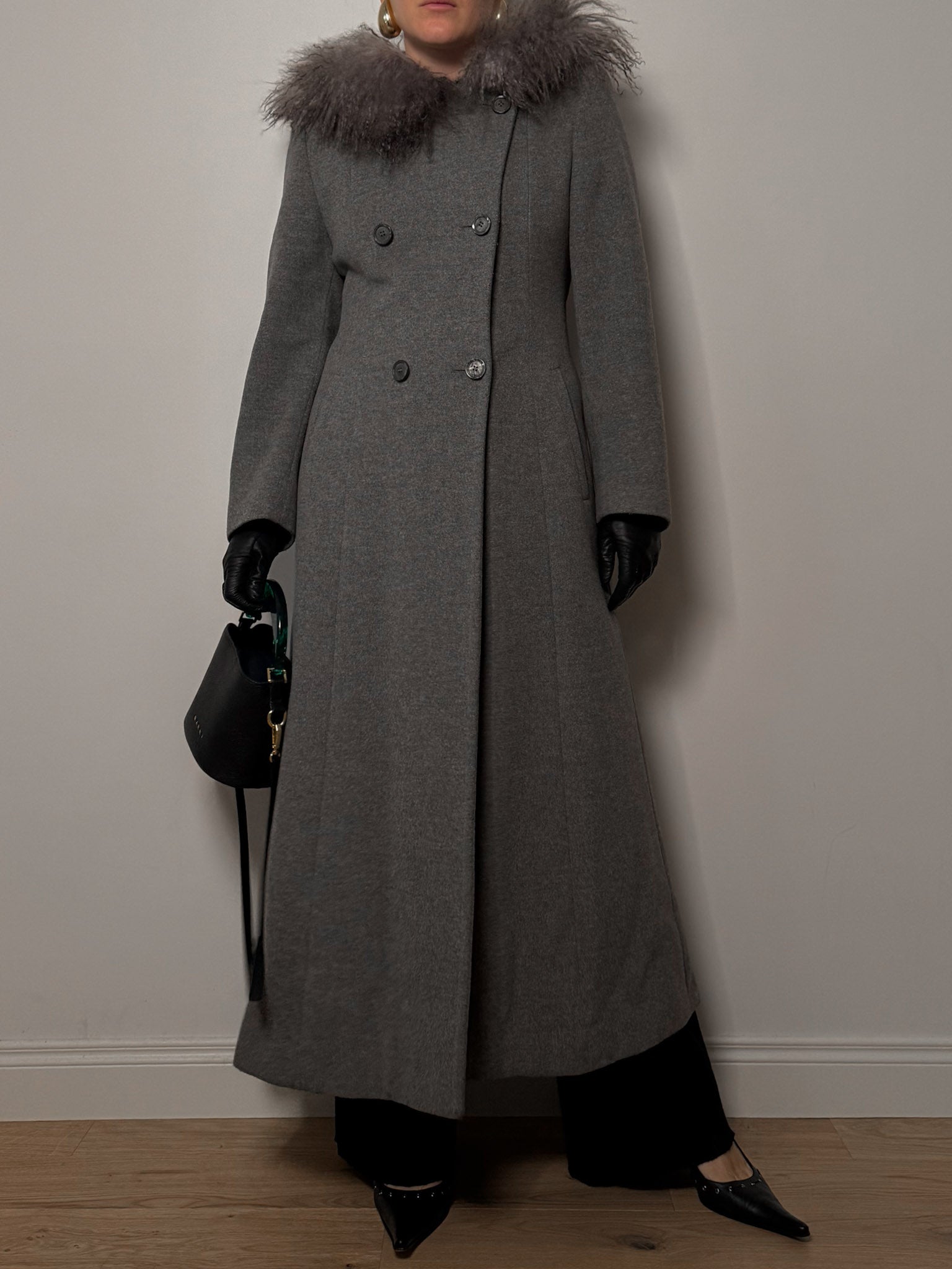 Wool, Angora and cashmere grey coat