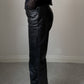 Real leather black pants