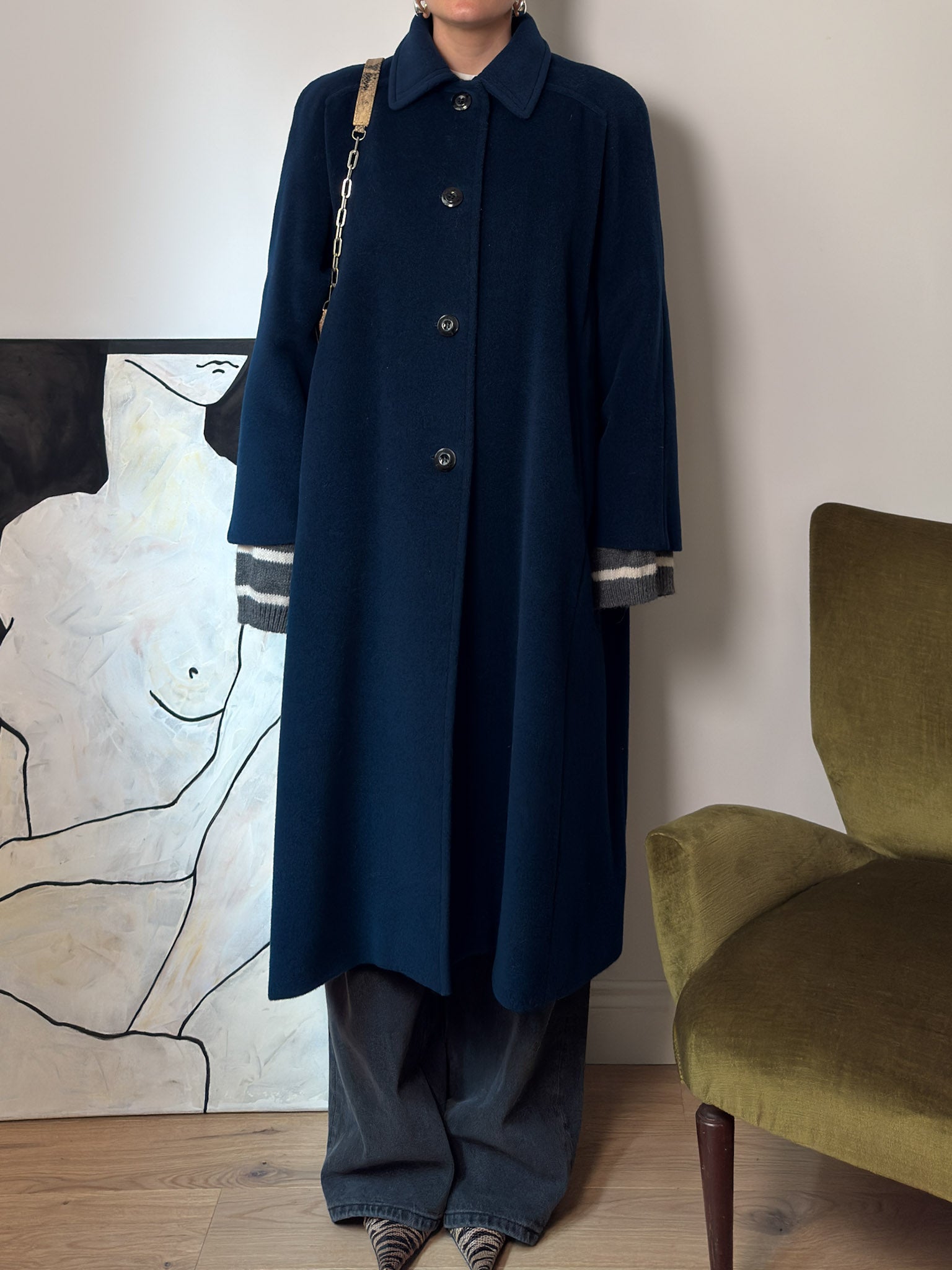 Pure virgin wool blue cobalt coat