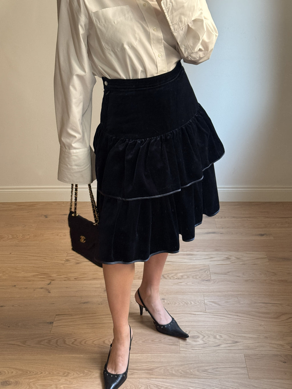 Cotton velvet blue skirt