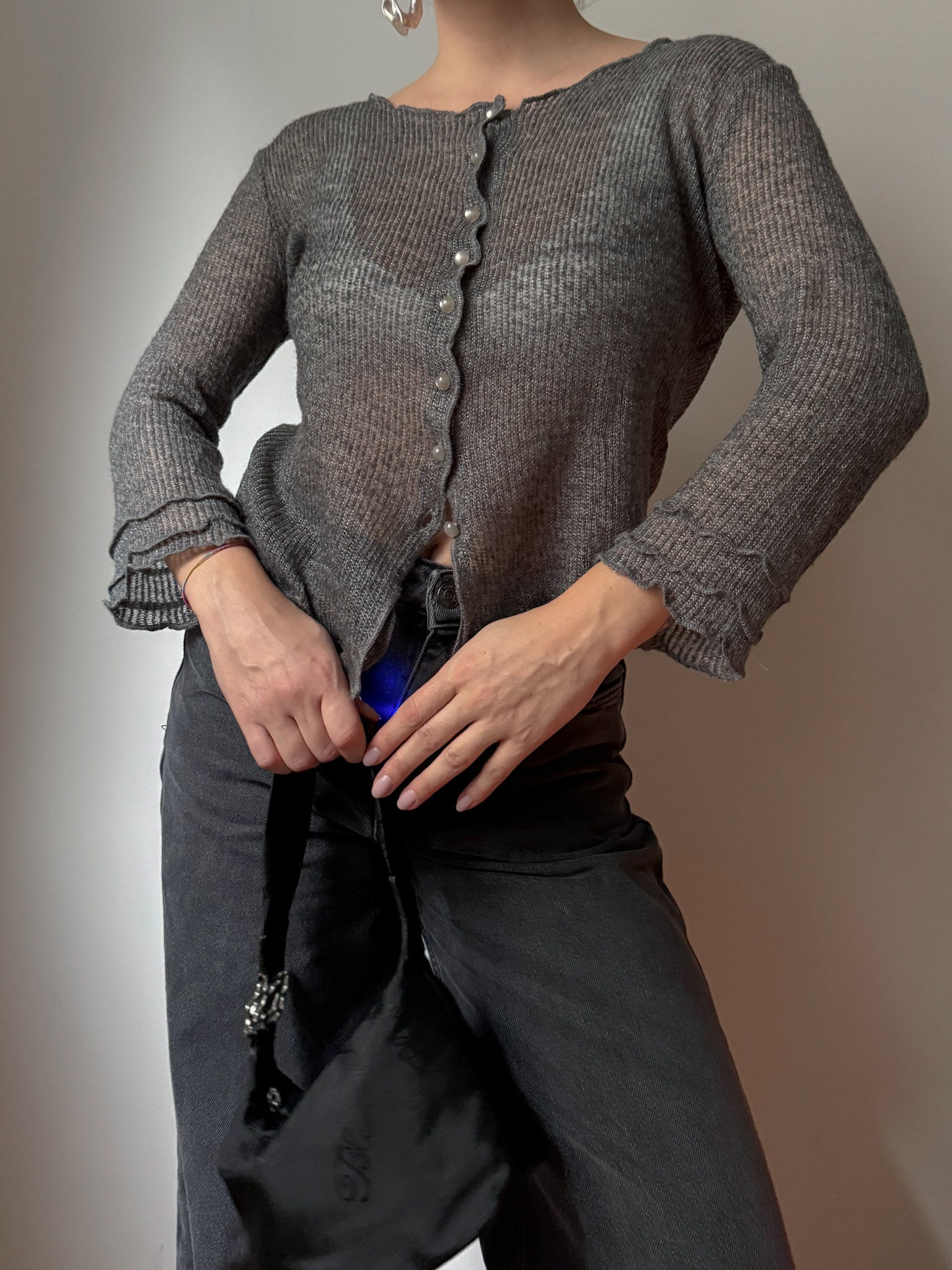 Moschino wool blend grey cardigan