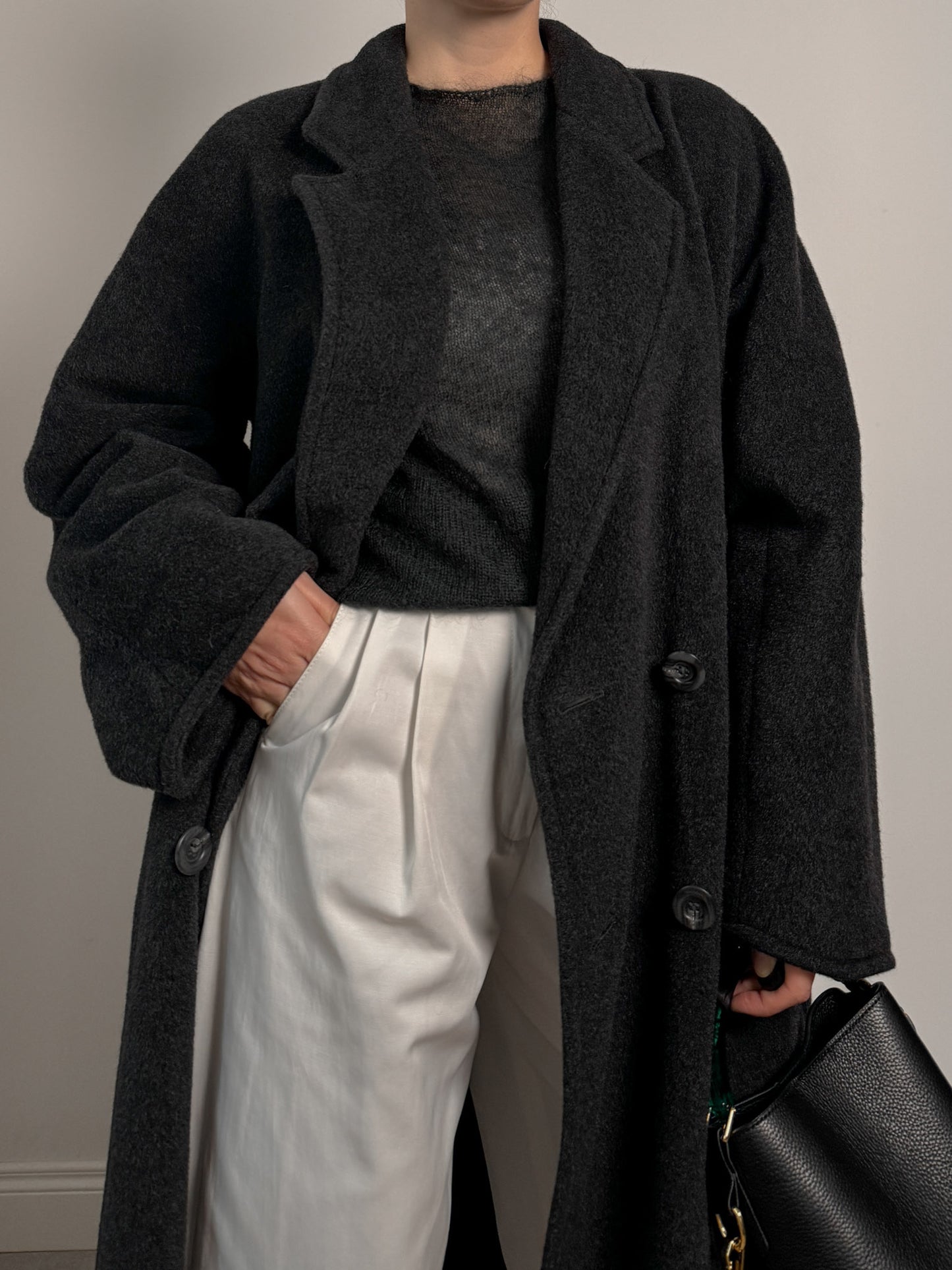 Persona wool and cashmere anthracite coat