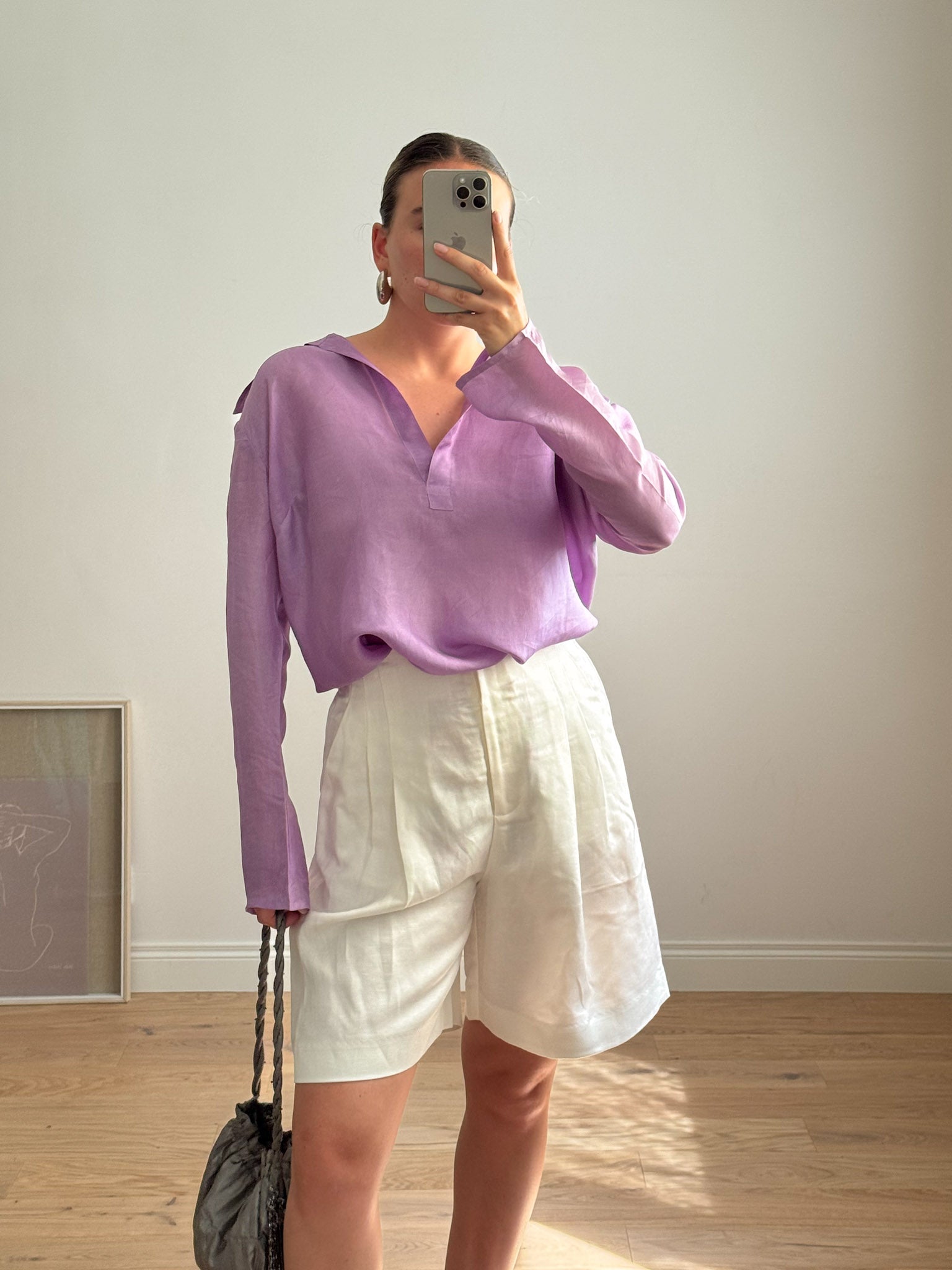 Pure silk lilac shirt