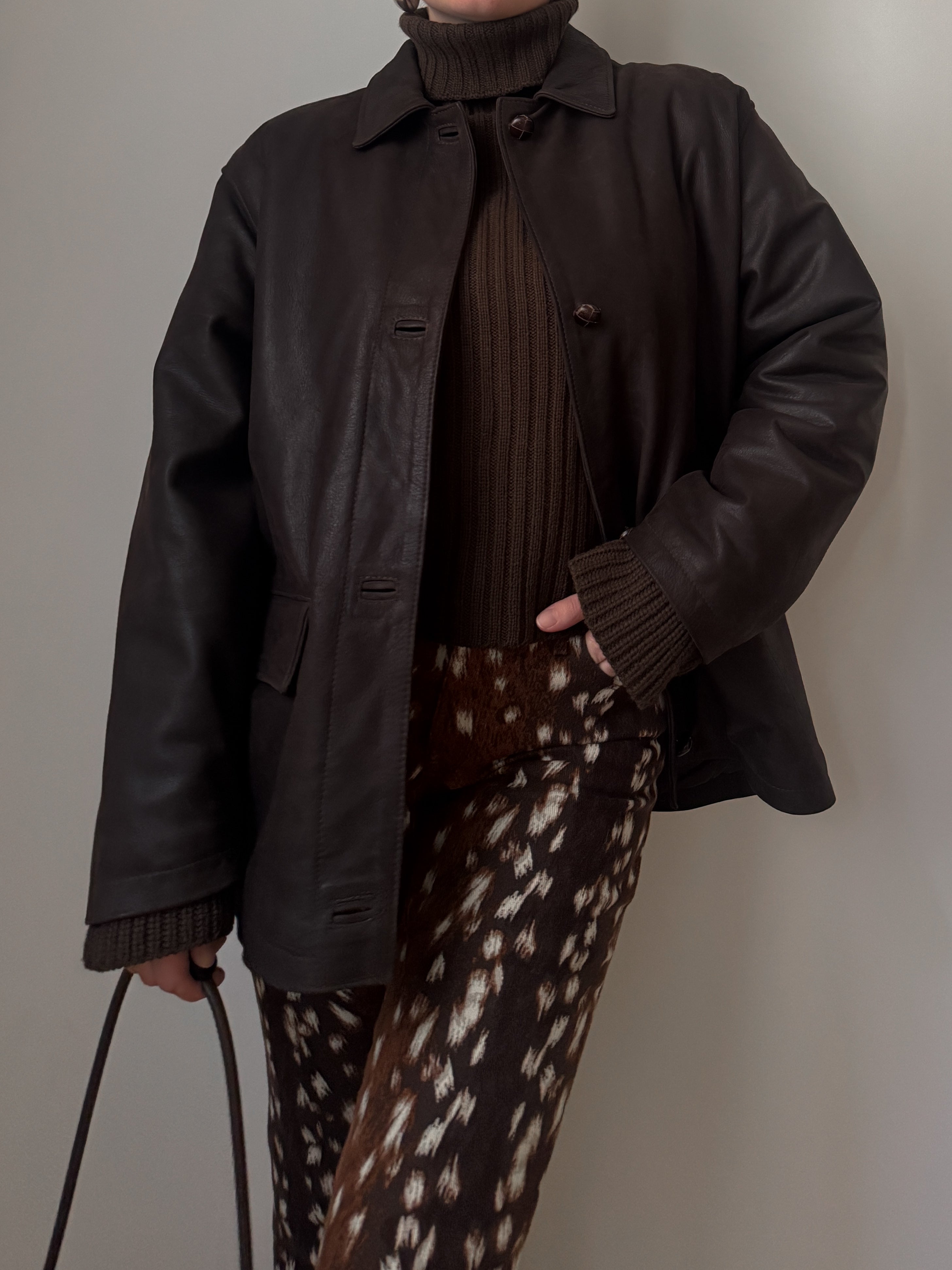 Real leather chocolate jacket