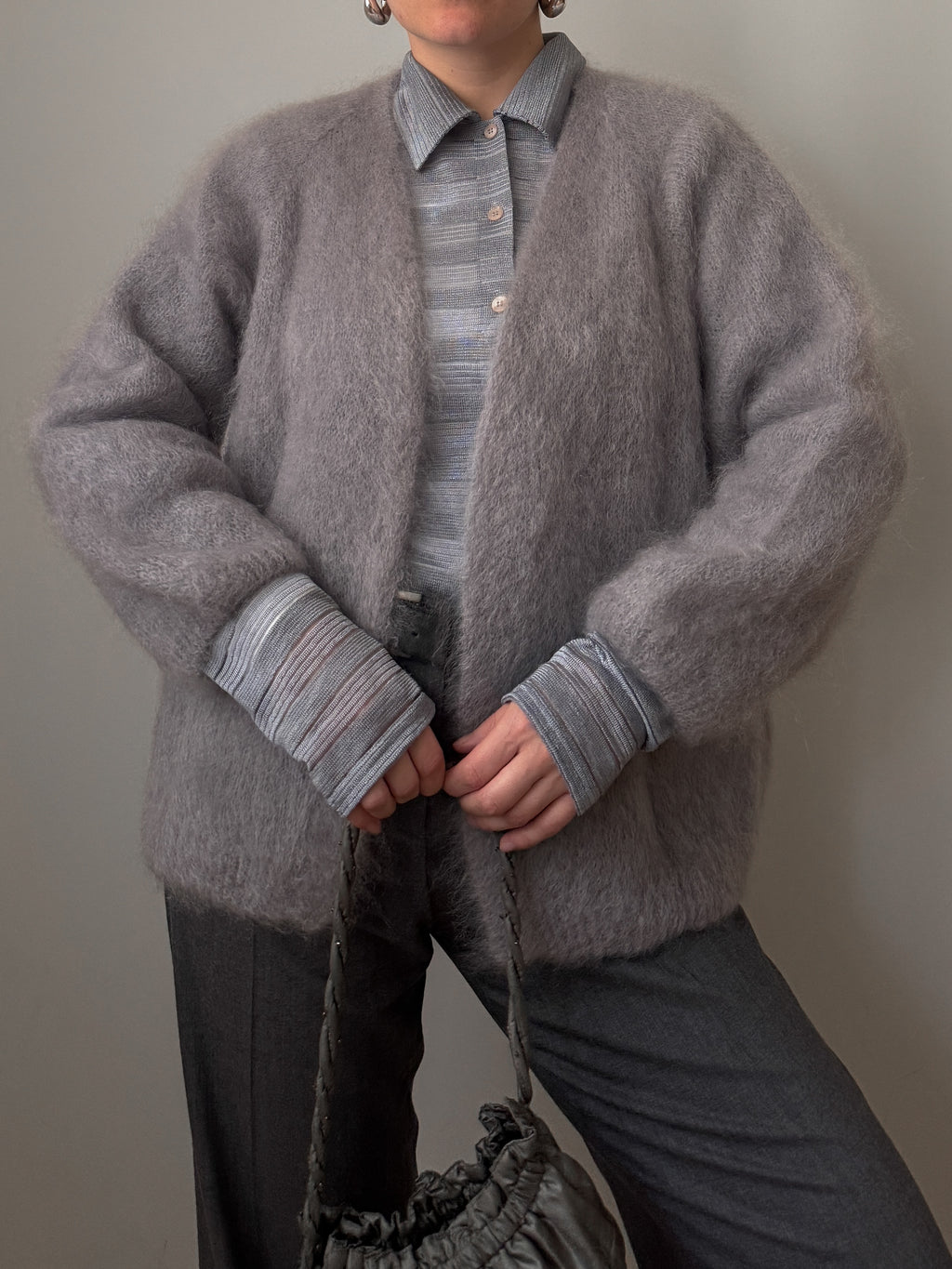 Kid mohair grey cardigan