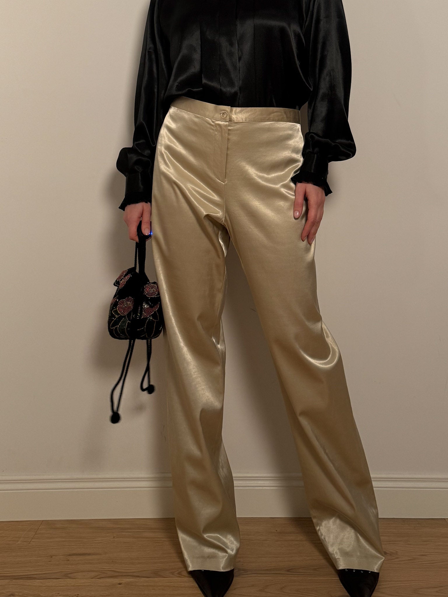 Viscose and cotton gold pants