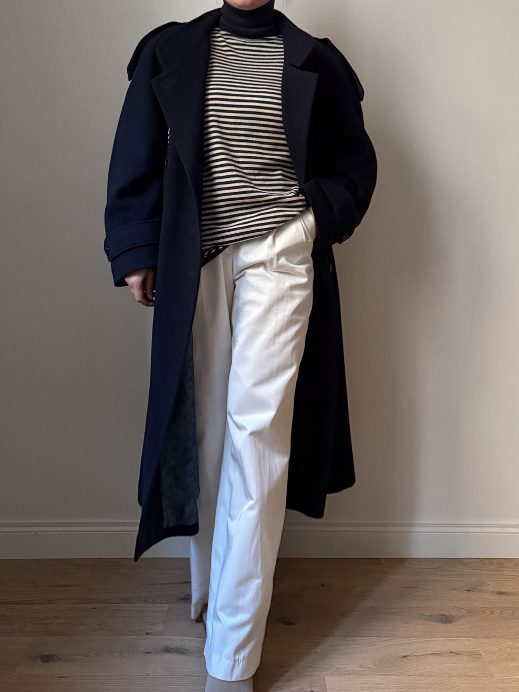 Wool and lambswool blue coat