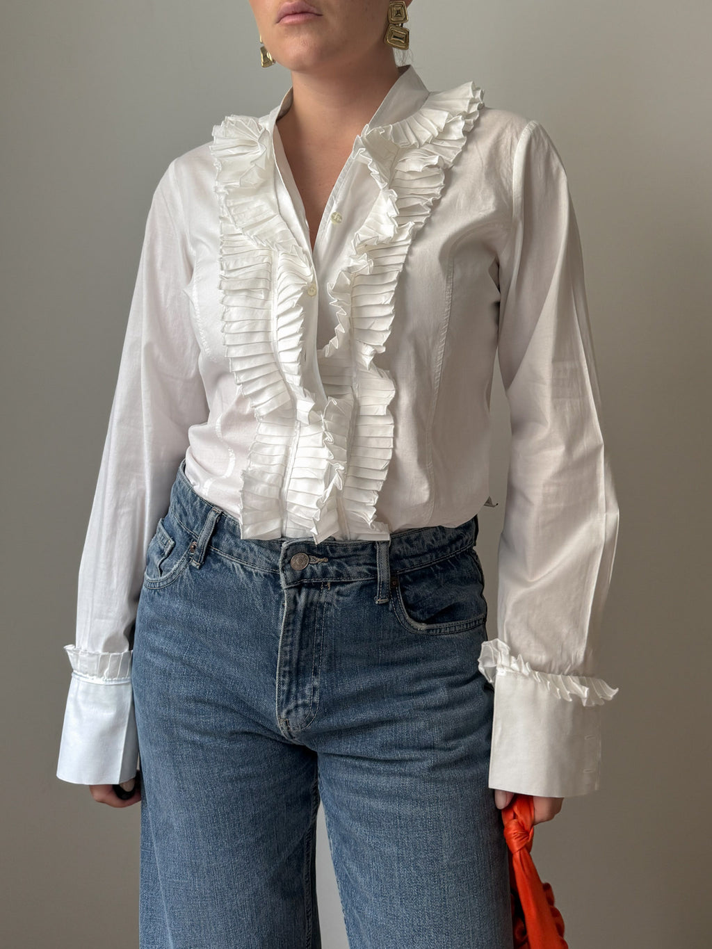 Pure cotton rouches blouse
