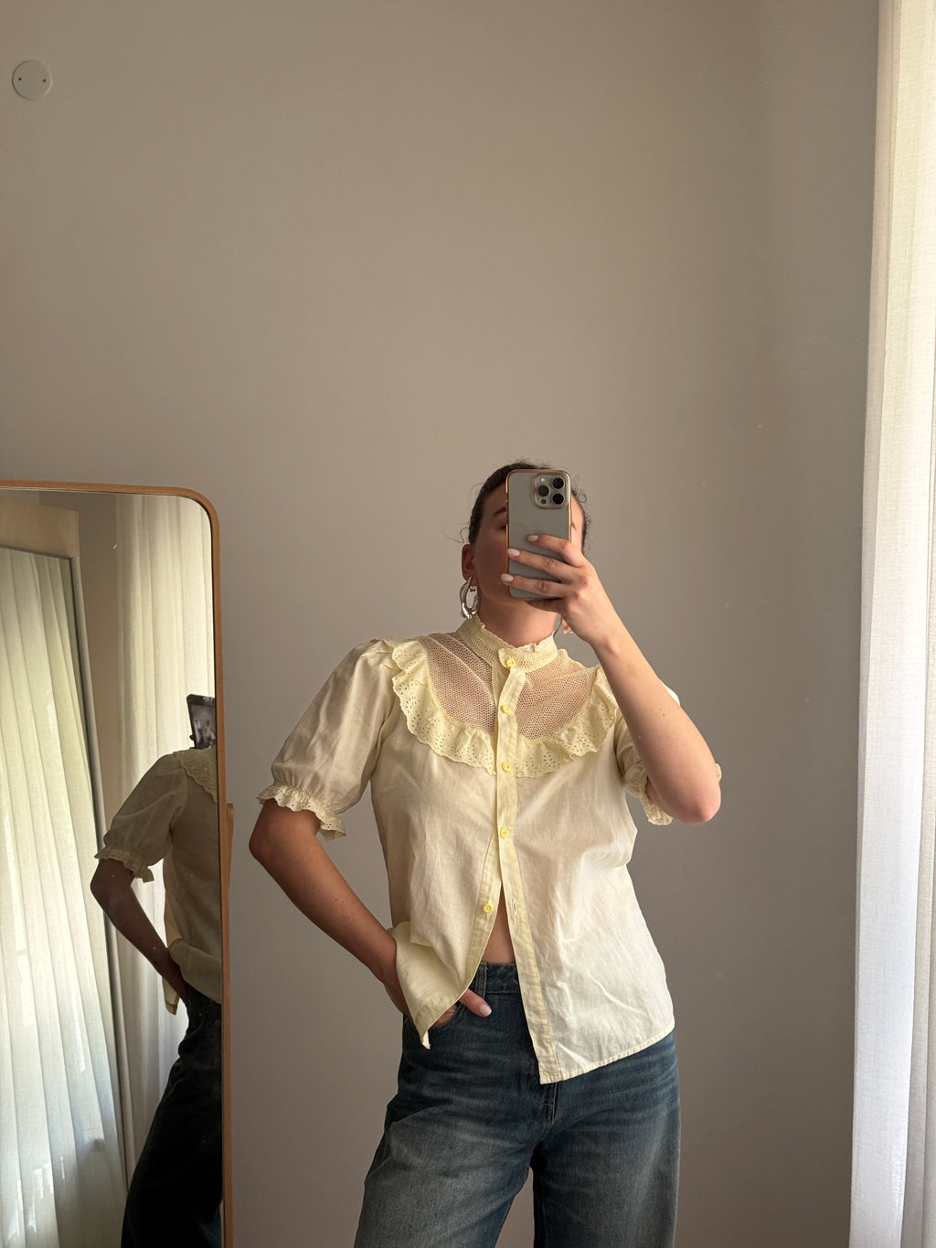 Blusa in puro cotone color burro