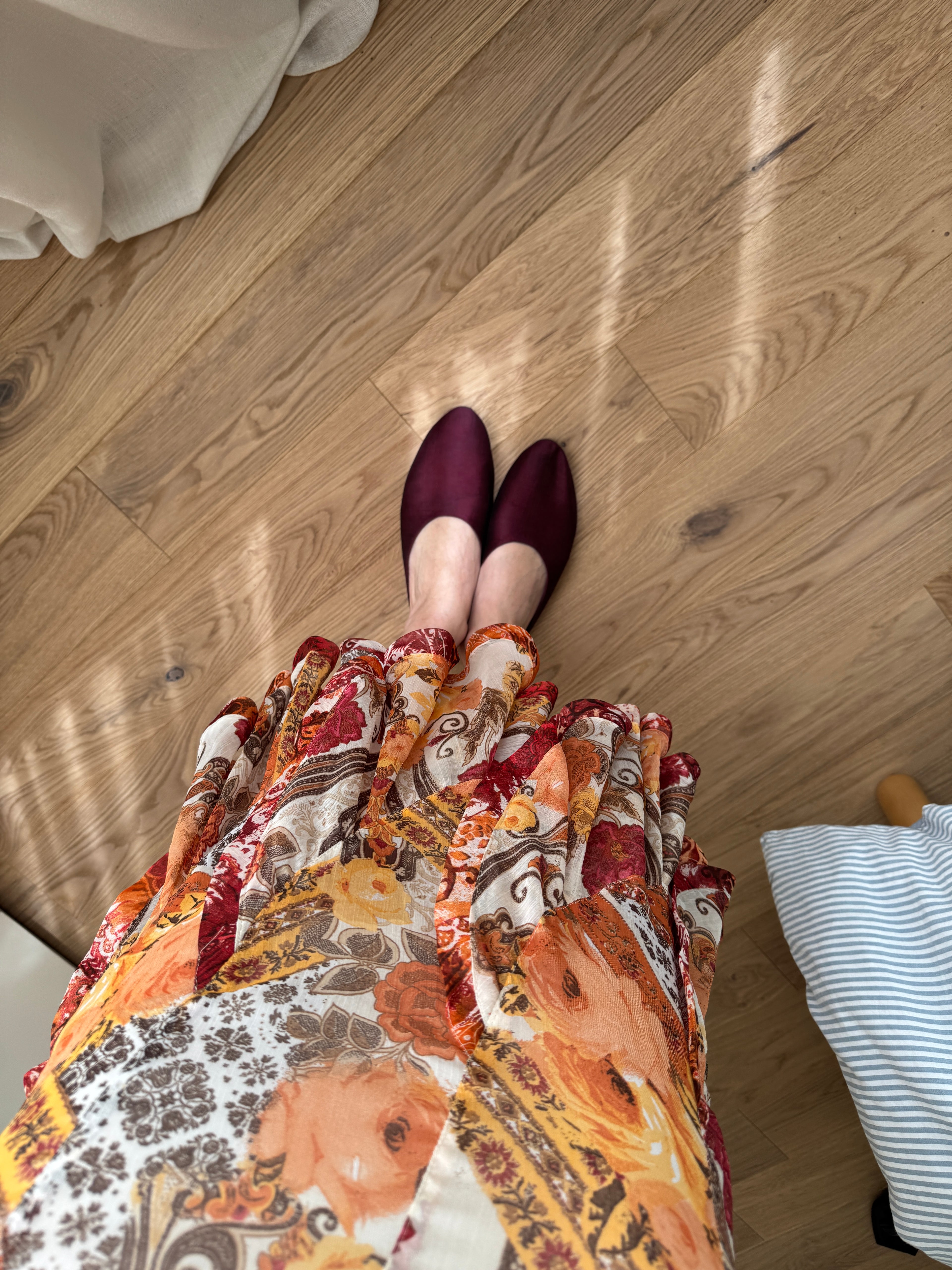 Set coordinato in viscosa stampa patchwork arancio