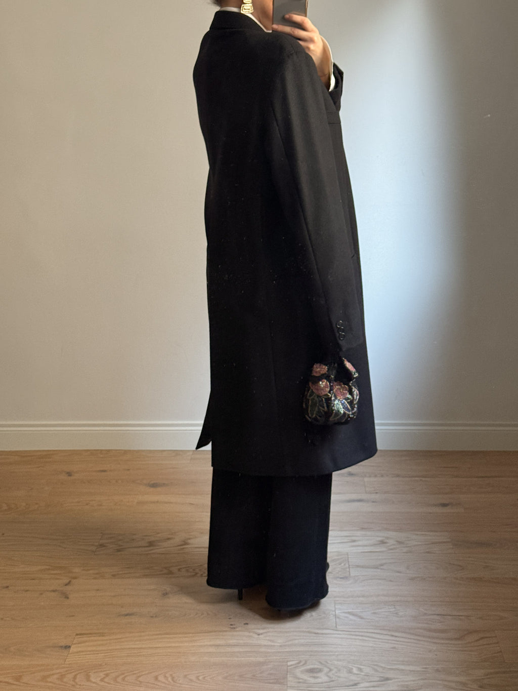 Lebole wool and cashmere black man coat